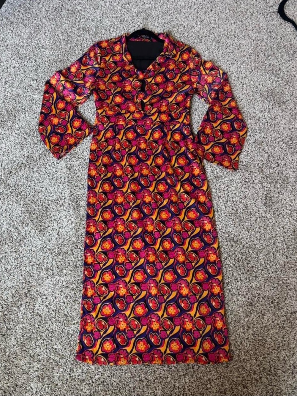 Nasty Gal Pink Multi Floral Keyhole Long Sleeve Maxi Dress with Cutouts Size 6 - Picture 5 of 8